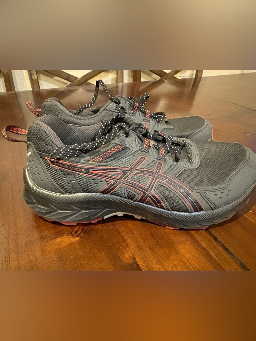 Asics Women’s Black Running Shoes with Coral Accents